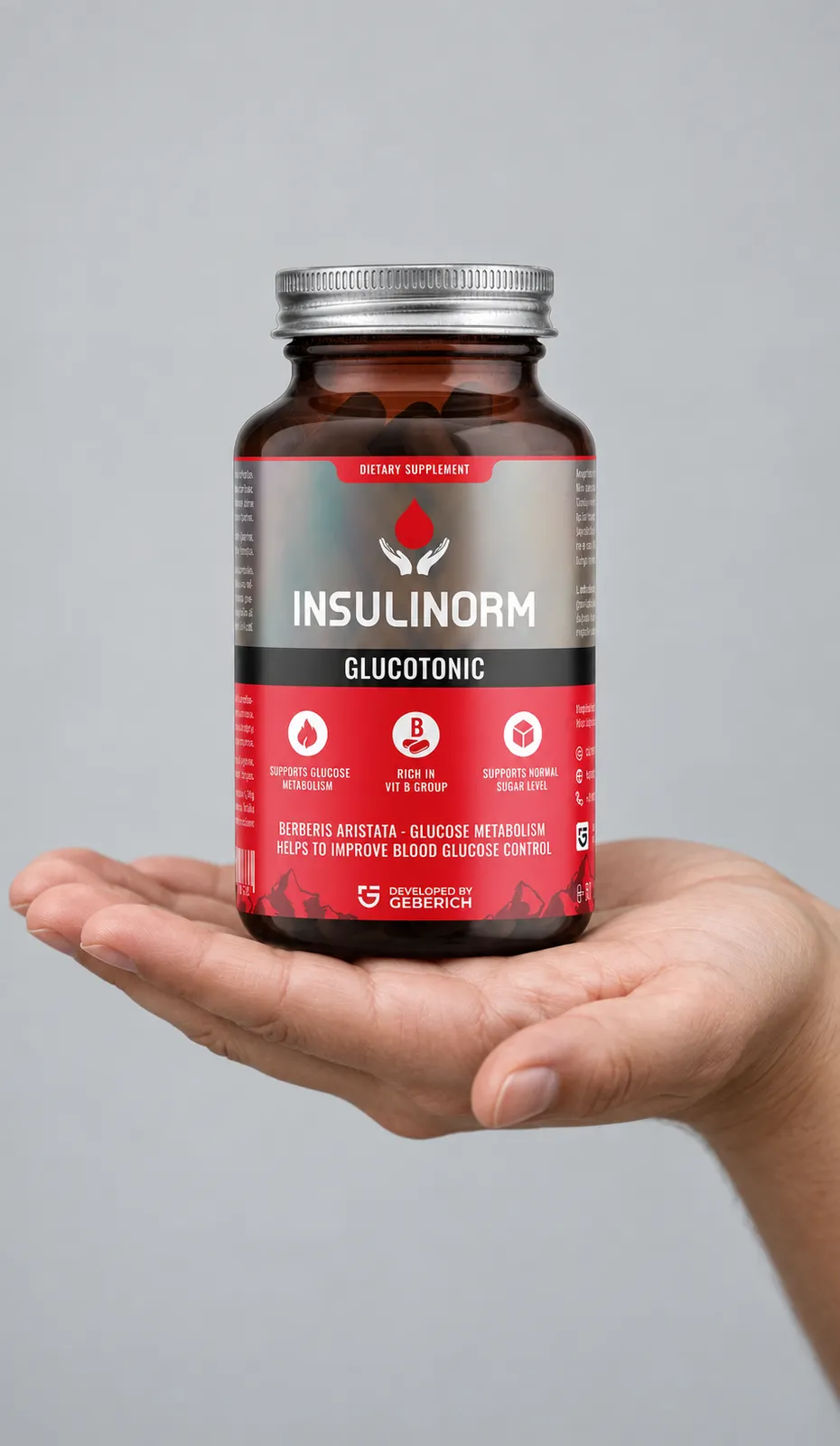 Insulinorm — opakowanie w dłoni
