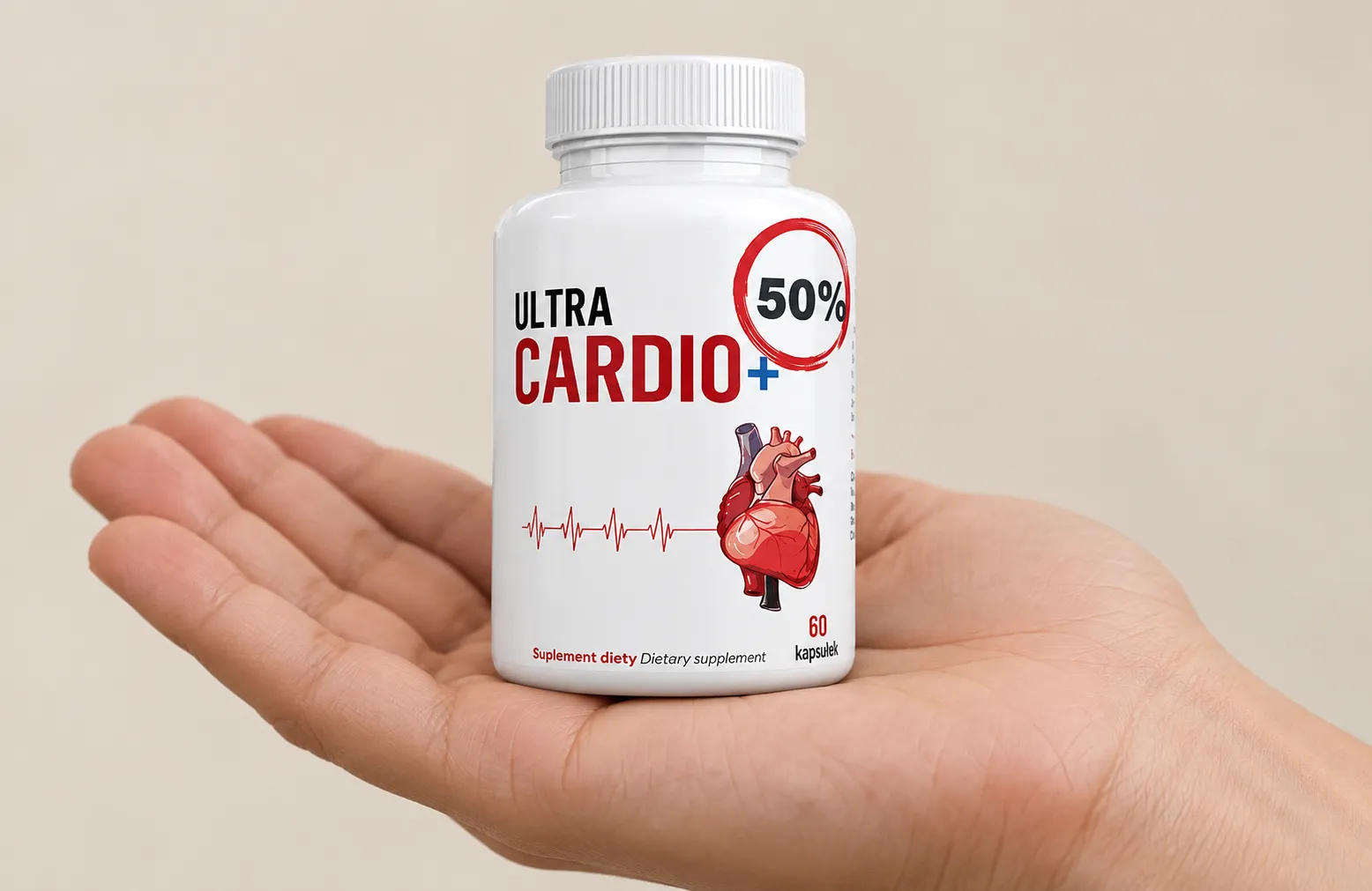 Ultra CardioX — opakowanie w dłoni