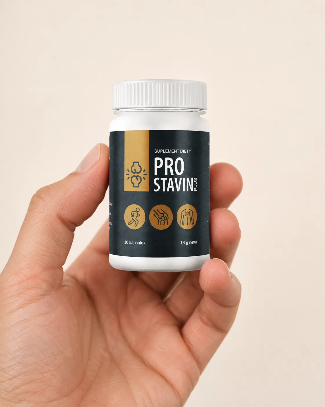 Prostavin Plus — opakowanie w dłoni
