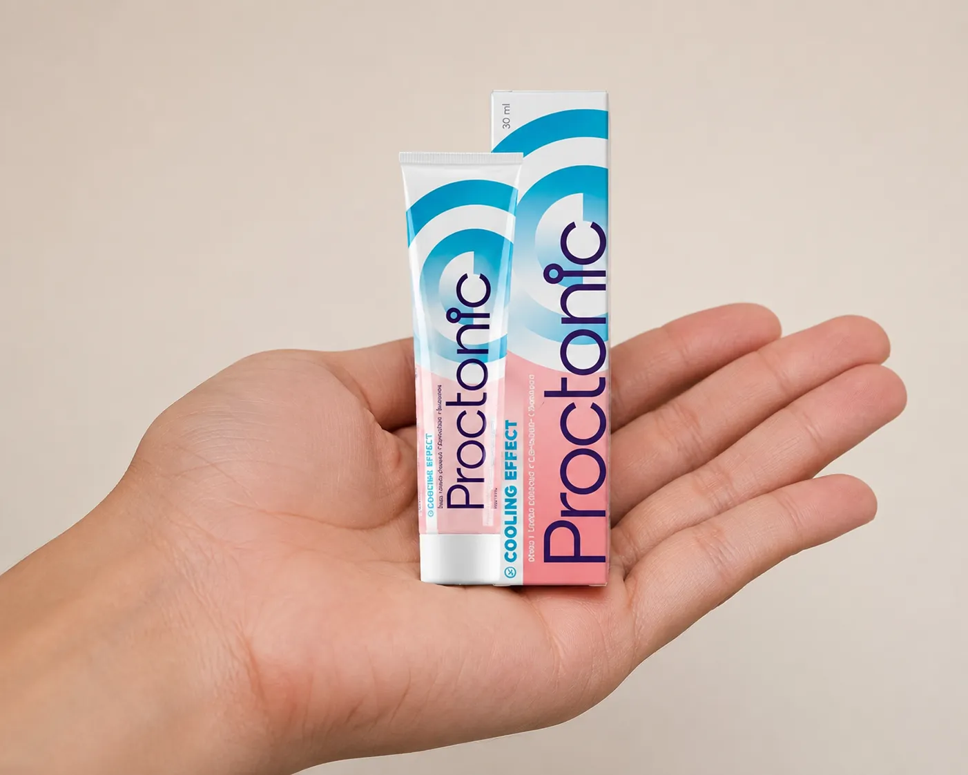 Proctonic — opakowanie w dłoni