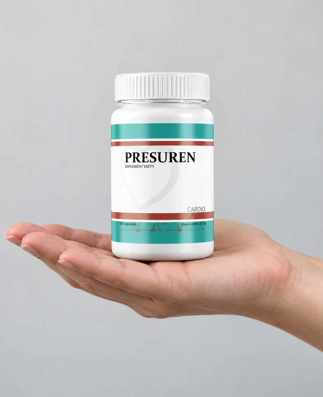 Presuren Cardio 3.98 — opakowanie w dłoni